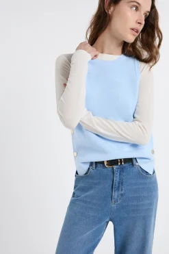 Pull sans manches boutonné