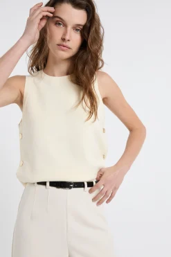 Pull sans manches boutonné