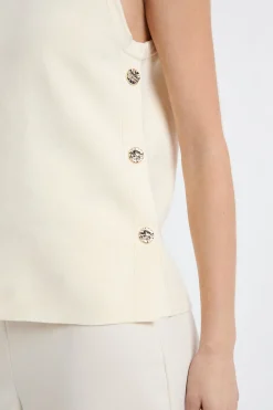 Pull sans manches boutonné