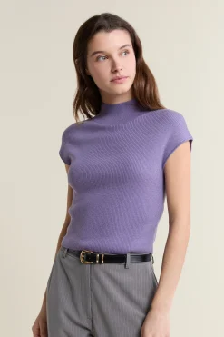 Pull sans manches col montant