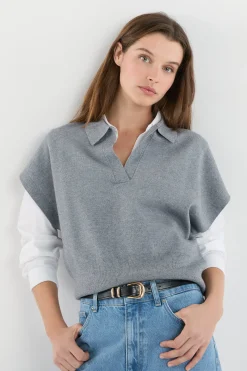 Pull sans manches col Polo