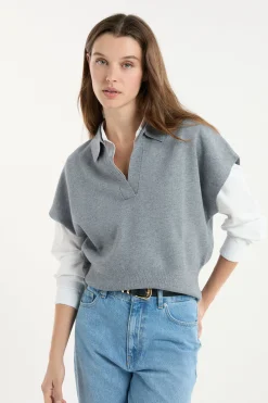 Pull sans manches col Polo