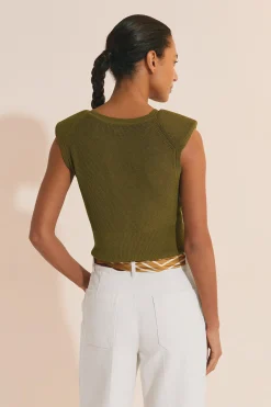 Pull sans manches en maille fine
