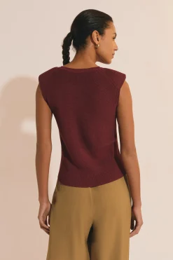 Pull sans manches en maille fine