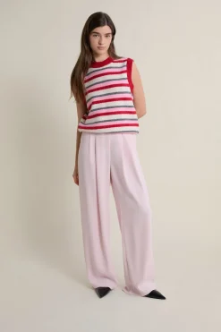 Pull sans manches à rayures