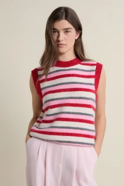 Pull sans manches à rayures