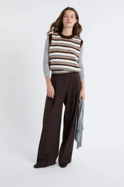 Pull sans manches à rayures
