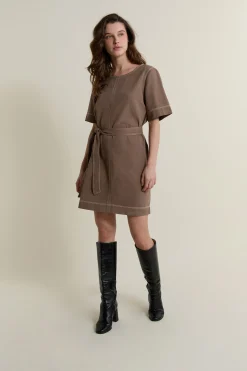 Robe ceinturée en coton