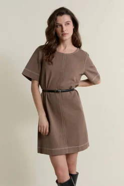 Robe ceinturée en coton