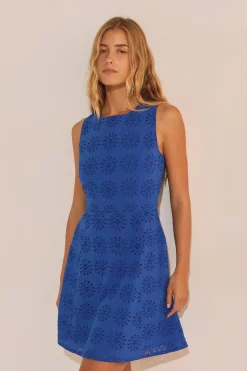 Robe courte avec broderie en coton