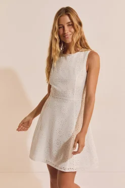 Robe courte avec broderie en coton