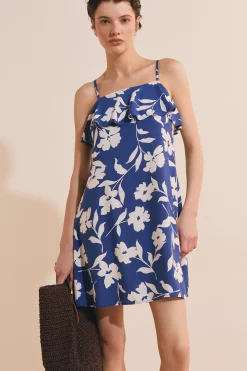 Robe courte à bretelles avec motifs