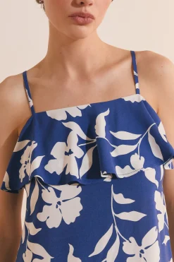 Robe courte à bretelles avec motifs