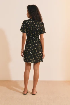 Robe courte col V à motifs