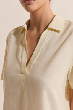 Robe courte en lin mélangé