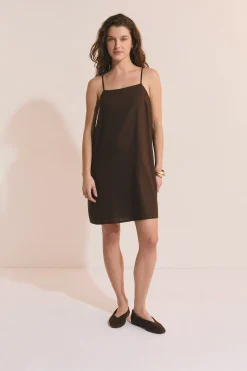 Robe courte en lin mélangé