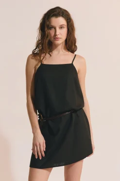 Robe courte en lin mélangé