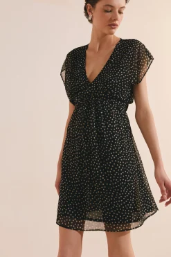 Robe courte fluide à motifs