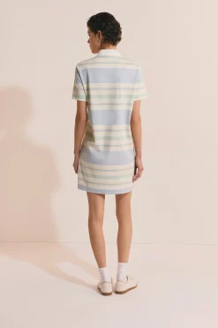 Robe courte à rayures en coton