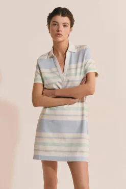 Robe courte à rayures en coton
