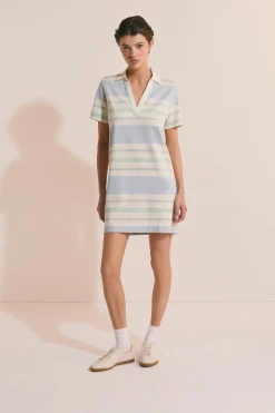 Robe courte à rayures en coton