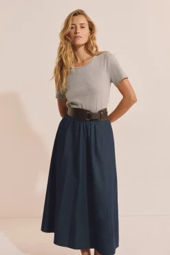 Robe longue bicolore en coton