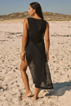 Robe longue en coton avec détail bijou
