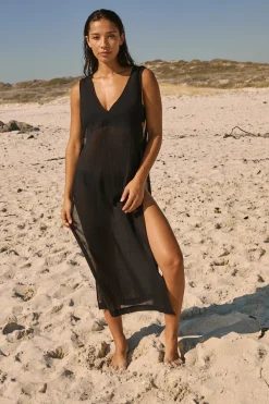Robe longue en coton avec détail bijou