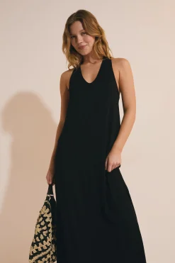 Robe longue fendue avec détail dentelle au dos