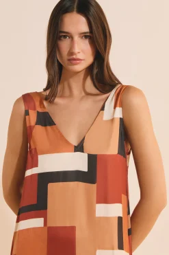 Robe longue à imprimé géométrique