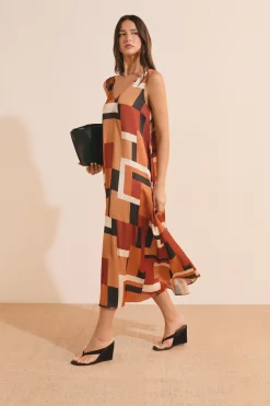 Robe longue à imprimé géométrique