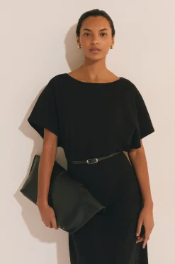 Robe longue à manches courtes