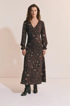 Robe longue à motif fleuri