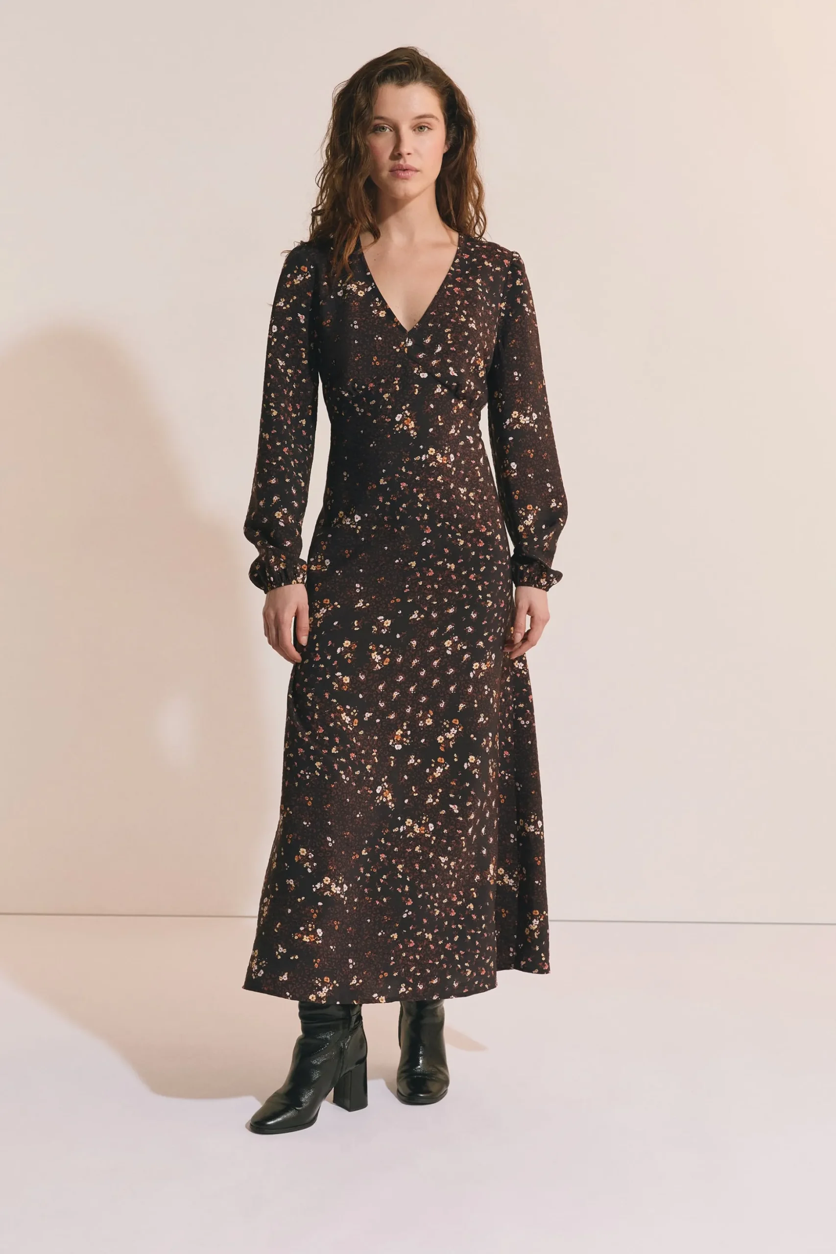 Robe longue à motif fleuri