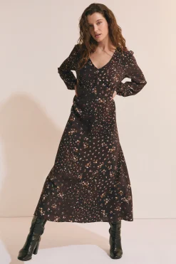Robe longue à motif fleuri