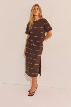 Robe longue à rayures