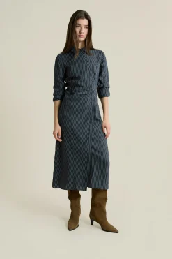 Robe longue à rayures effet cache-coeur