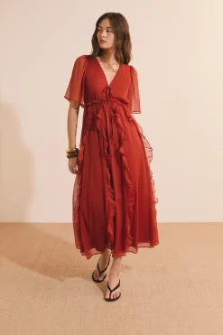 Robe midi à volants