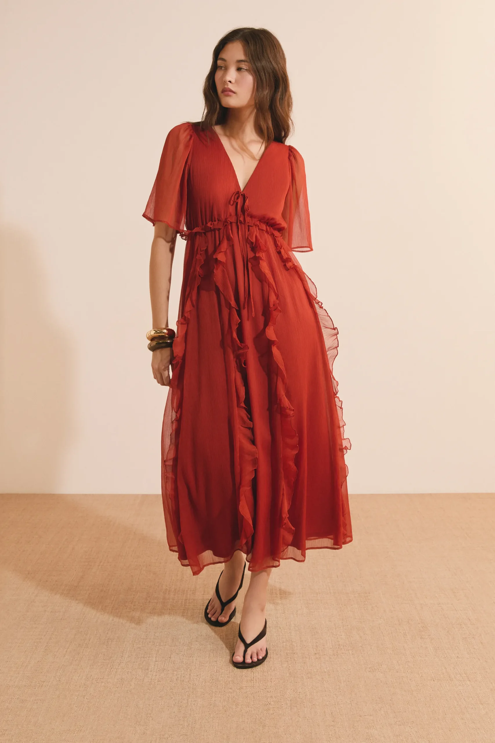 Robe midi à volants