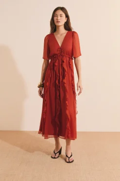 Robe midi à volants