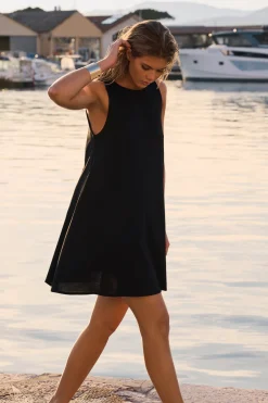 Robe trapèze courte en coton