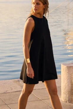 Robe trapèze courte en coton