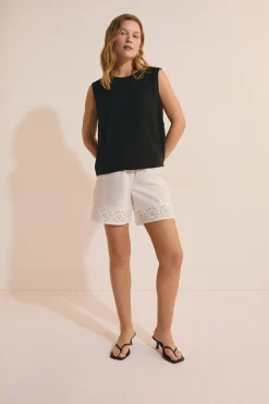 Short bermuda en coton avec broderie