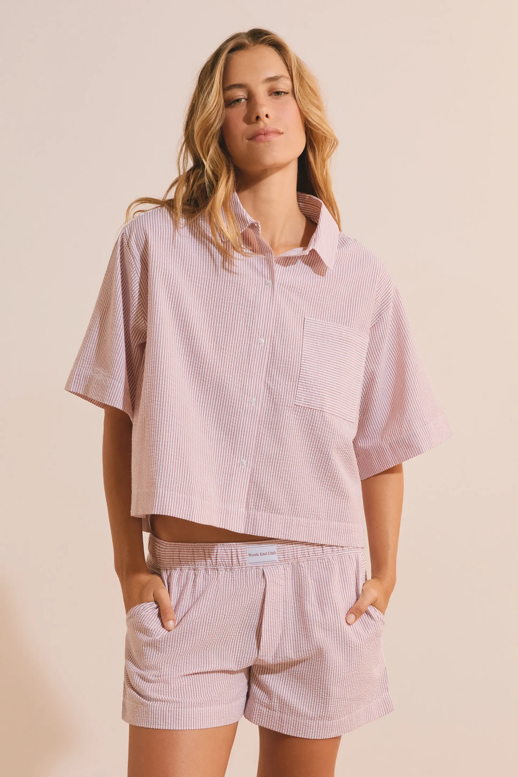 Short de pyjama avec coton gaufré