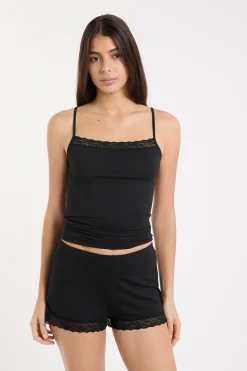 Short de pyjama avec détails dentelle