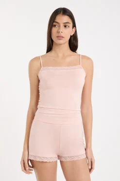 Short de pyjama avec détails dentelle