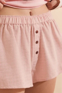 Short de pyjama à carreaux en coton