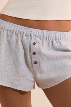 Short de pyjama à carreaux en coton