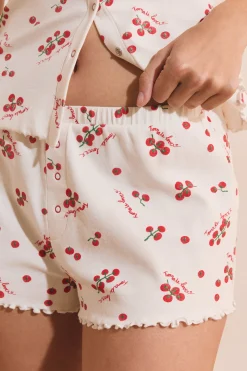 Short de pyjama en coton à motifs tomates
