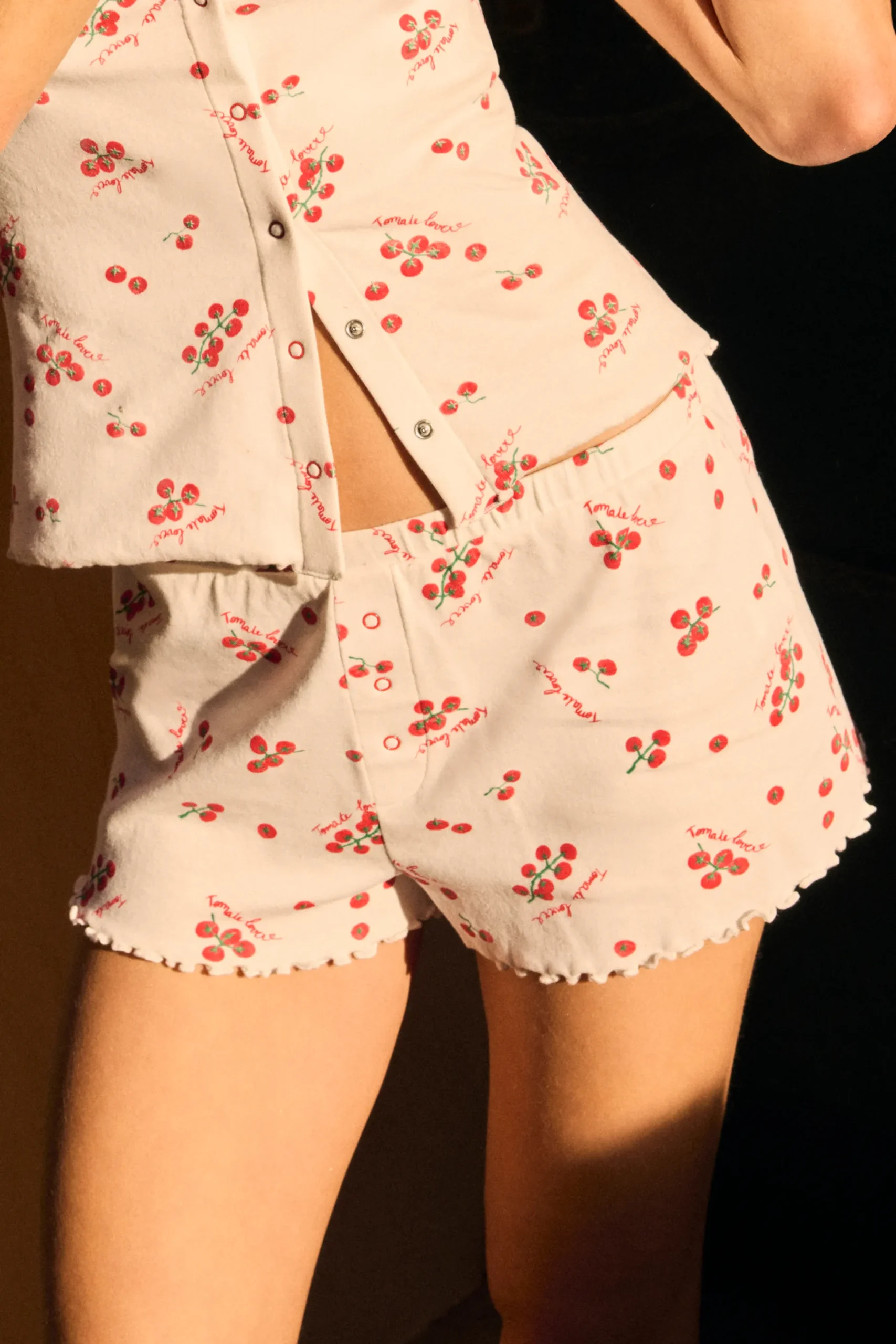 Short de pyjama en coton à motifs tomates